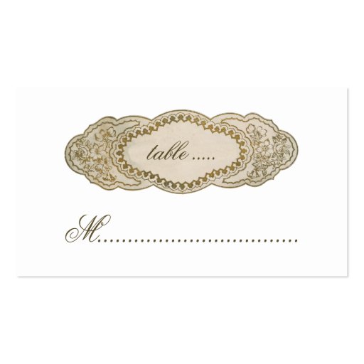 Vintage Floral Reception Place Cards Business Cards (back side)