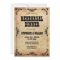 Vintage Floral Rehearsal Dinner Card Personalized Invitation
