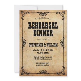 Vintage Floral Rehearsal Dinner Card Personalized Invitation