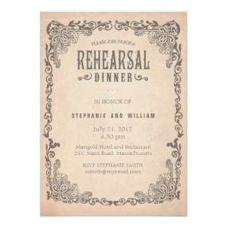 Vintage Floral Rehearsal Dinner Card Personalized Invitations