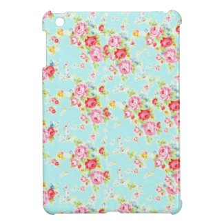 Vintage floral roses blue shabby chic rose flowers case for the iPad mini