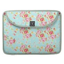 Vintage floral roses blue shabby chic rose flowers sleeves for MacBooks