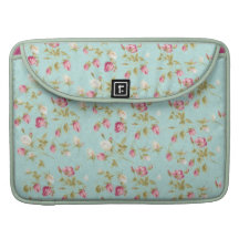 Vintage floral roses blue shabby chic rose flowers MacBook pro sleeve