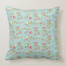 Vintage floral roses blue shabby chic rose flowers pillows