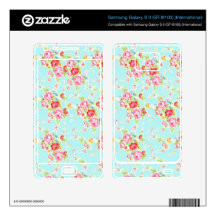 Vintage floral roses blue shabby chic rose flowers samsung galaxy s II decal