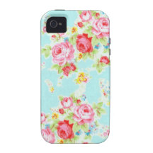 Vintage floral roses blue shabby rose pattern vibe iPhone 4 case