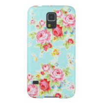 Vintage floral roses blue shabby rose pattern chic galaxy s5  covers at Zazzle