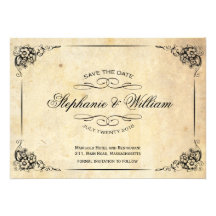Vintage Floral Save The Date Card