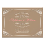 Vintage Floral Save The Date Card in Mocha invitations