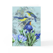 Vintage Floral Songbirds Apparel and Gifts cards