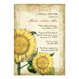 Vintage Floral Sunflowers - Autumn Fall Wedding Custom Invites