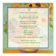 Vintage floral sunflowers bridal shower invitation custom invitation