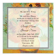 Vintage floral sunflowers wedding invitation custom announcements