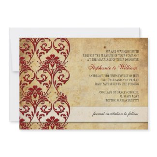 Vintage Floral Swirl Burgundy Wedding Invitation invitation