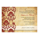Vintage Floral Swirl Burgundy Wedding Invitation
