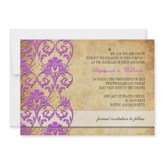 Vintage Floral Swirl Wedding Invitation invitation