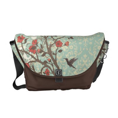 Vintage Brown Messenger  on Vintage Floral Swirls Bird Rickshaw Messenger Bag From Zazzle Com