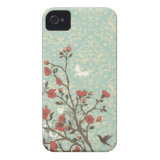 Vintage floral swirls damask + bird iphone 4 case casematecase