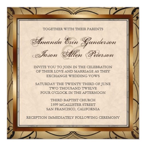 Vintage Floral Swirls Wedding Invite