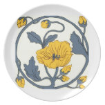Vintage Floral Tile Design Arts Crafts Decoration Party Plate