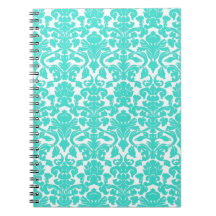 Vintage Floral Turquoise Damask Notebook