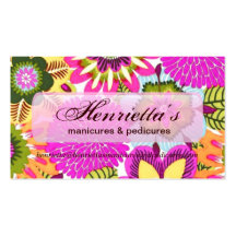 Vintage Floral Wallpaper, Pink Blue Green Business Cards