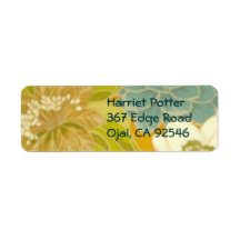 Vintage Floral Wallpaper, Turquoise Green & Brown Return Address Label