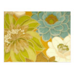 Vintage Floral Wallpaper, Turquoise Green & Brown Postcards