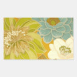 Vintage Floral Wallpaper, Turquoise Green & Brown Rectangle Sticker