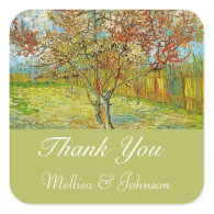 Vintage floral wedding favor thank you stickers square stickers