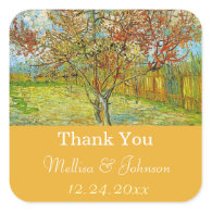 Vintage floral wedding favor thank you stickers square sticker