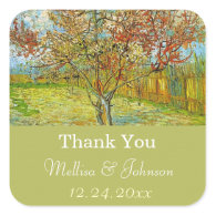 Vintage floral wedding favor thank you stickers square sticker