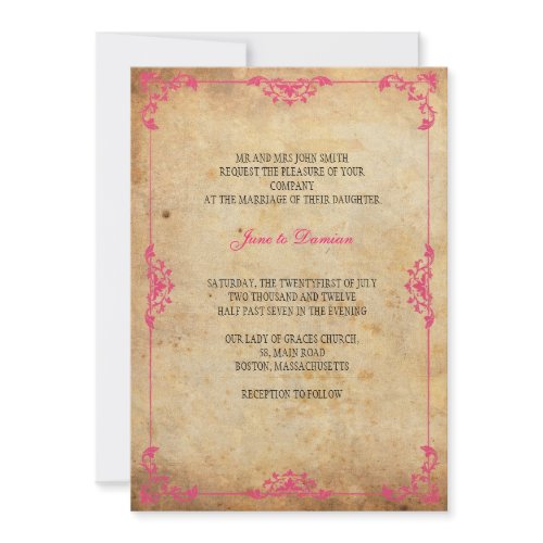 Vintage Floral Wedding Invitation invitation