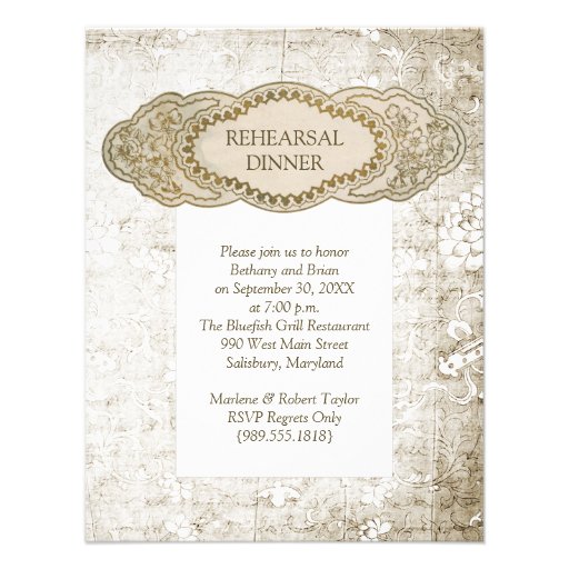 Vintage Floral Wedding Rehearsal Dinner Invitation