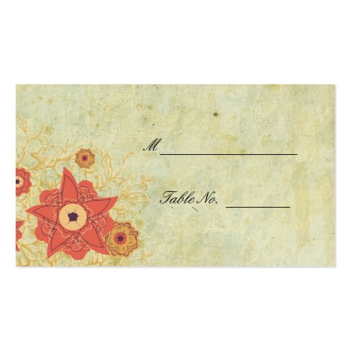 Vintage Floral Wedding Seating Placecards Business Cards (front side)