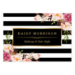 Vintage Floral Wrapping Around Black White Stripes Large Business Card