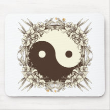 Vintage Floral Yin Yang Mouse Pad