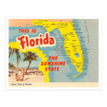 Vintage Florida Map Postcard