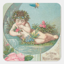 Vintage Florida Water Ad with Cherub 1888 Sticker