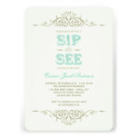 Vintage Flourish Elegant New Baby Boy Sip And See invitations