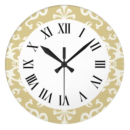 Vintage Flourish Motif Pattern in Cream Wall Clock