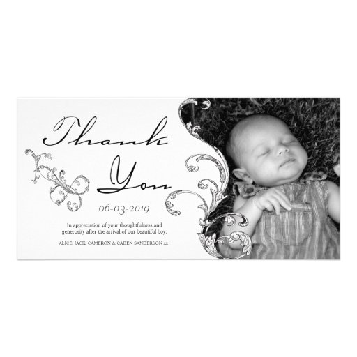 Vintage Flourish New Baby Thank You Card Zazzle