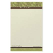Vintage Flourish Olive Customized Stationery