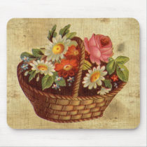 Vintage Flower Basket Mousepad by vintagegiftmall Vintage Flower Basket Mousepad