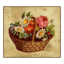 Vintage Flower Basket Poster posters by vintagegiftmall Vintage Flower Basket Poster posters
