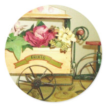 vintage flower cart stickers,matches postage stamp