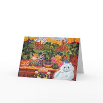 Vintage Flower Cat Card