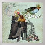 Vintage Flower Collage Altered Art Poster