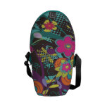vintage flower frenzy funky vector design messenger bags