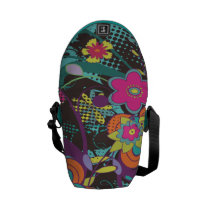 dooni, retro, flowers, abstract, girly, nature, floral, modern, trendy, vactor, Rickshaw messenger bag med brugerdefineret grafisk design